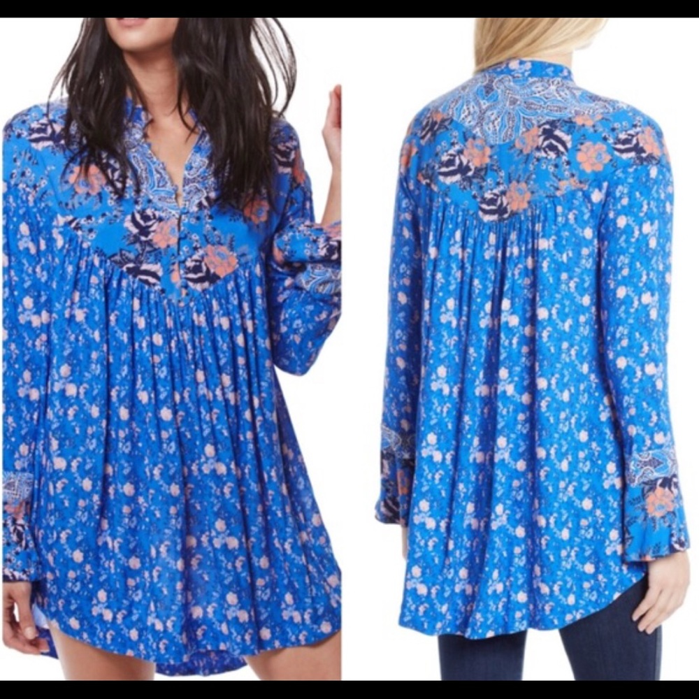 Free People Wildflower Fields tunic - sky blue